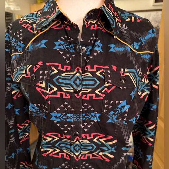 Rock & Roll Cowgirl Multicolor Button Down Shirt - Picture 2 of 5
